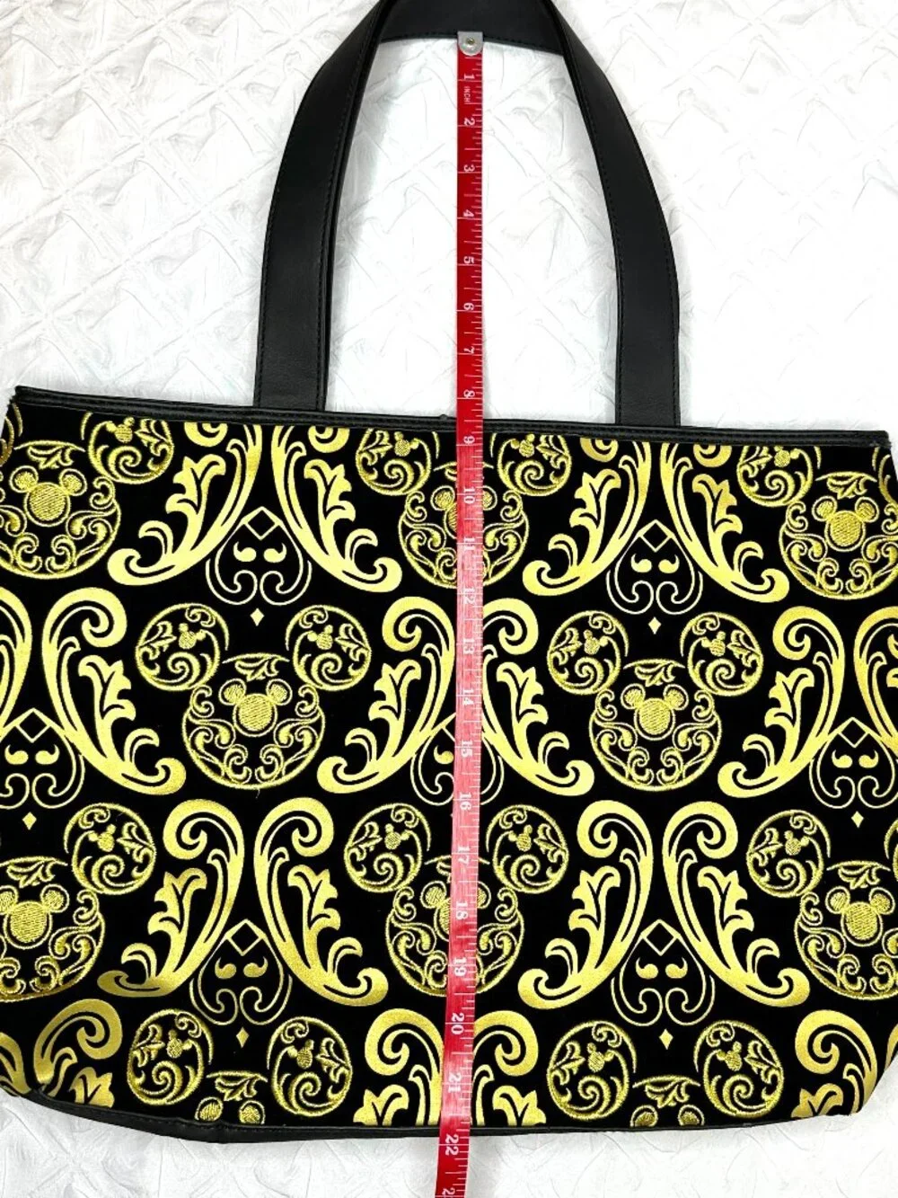 NWOT Disney Parks Original Mickey Mouse Large Purse/Tote Baroque Filigree Velvet - Picture 7 of 9